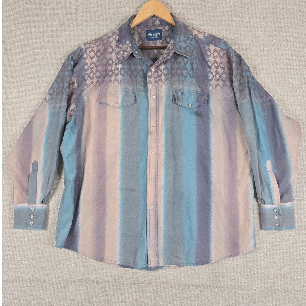 Wrangler Western Shirt No Tag Size (Fits XXL) Aztec Pearl Snap Pit to Pit 27x31